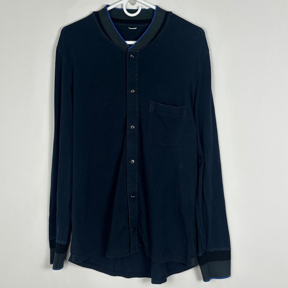 Kit + Ace Navy Blue Mens Long Sleeve Button Front Shirt Size Medium Minimalist M
